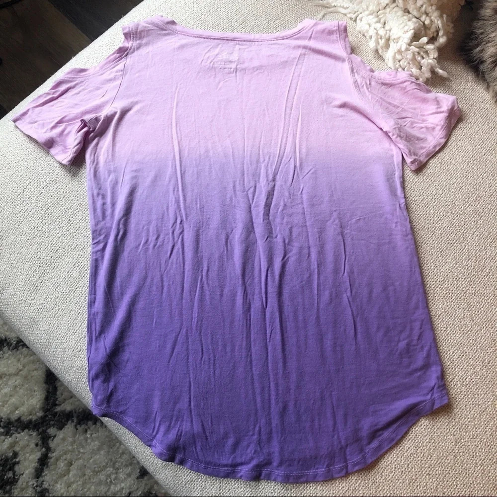 Justice Girls Cold Shoulder Purple Pink Ombre Cold Shoulder Top Tee Size 12